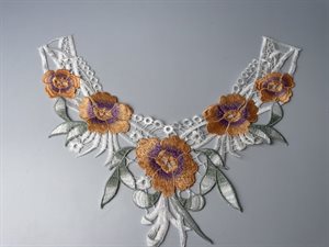 Besætning - flotte blomster i lilla/fersken